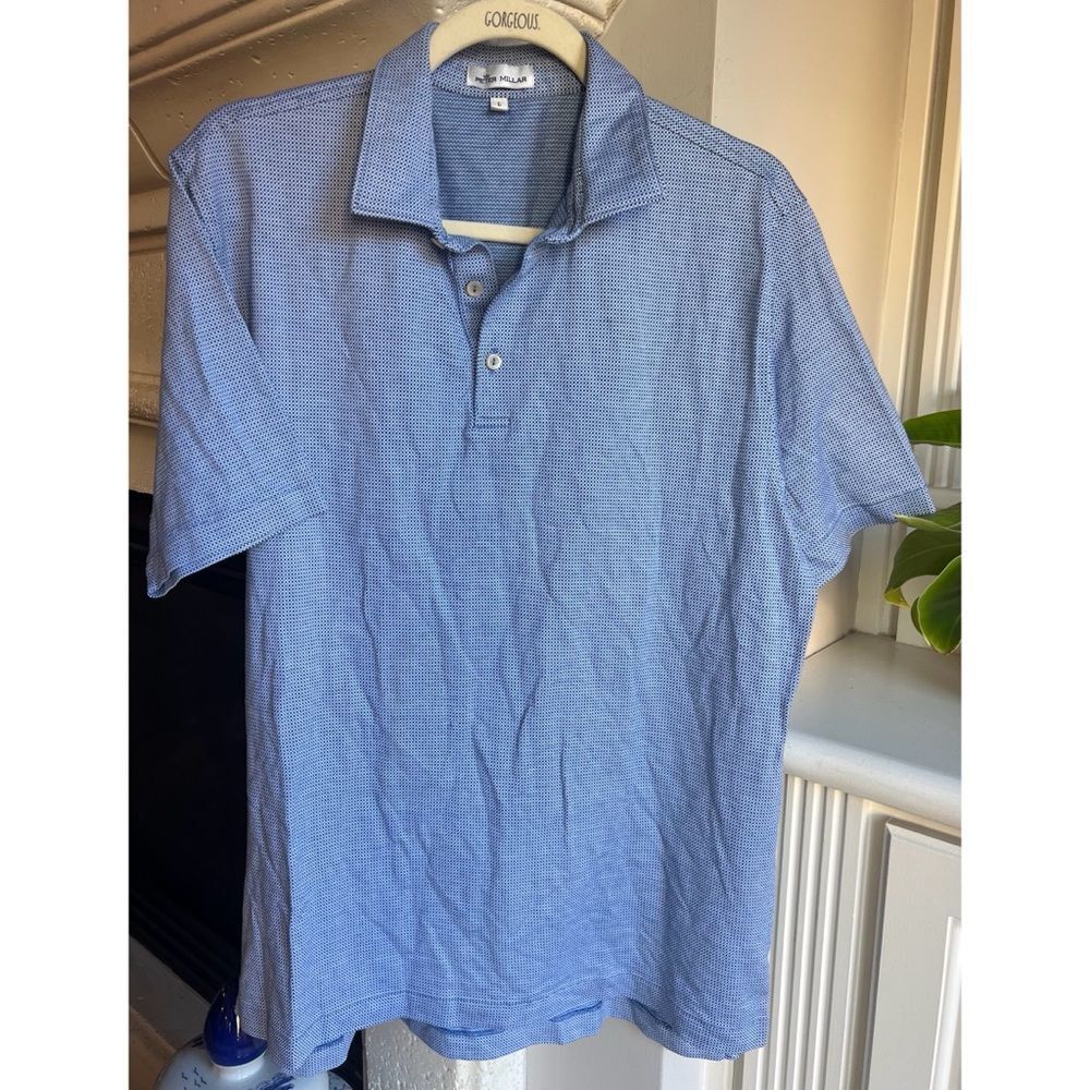 Peter Millar Men’s Blue Short Sleeve Polo Shirt 100% Cotton Size L